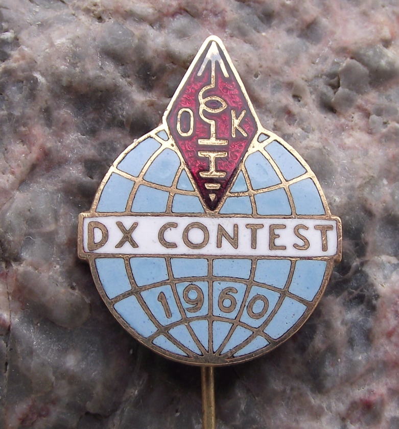 1960 OK Czechoslovakia Ham Radio Amateur Wireless DX Contest Pin Badge