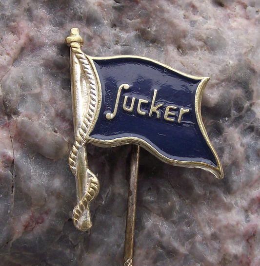 Vintage Gebruder Sucker GmbH German Engineering Blue Flag Pin Badge