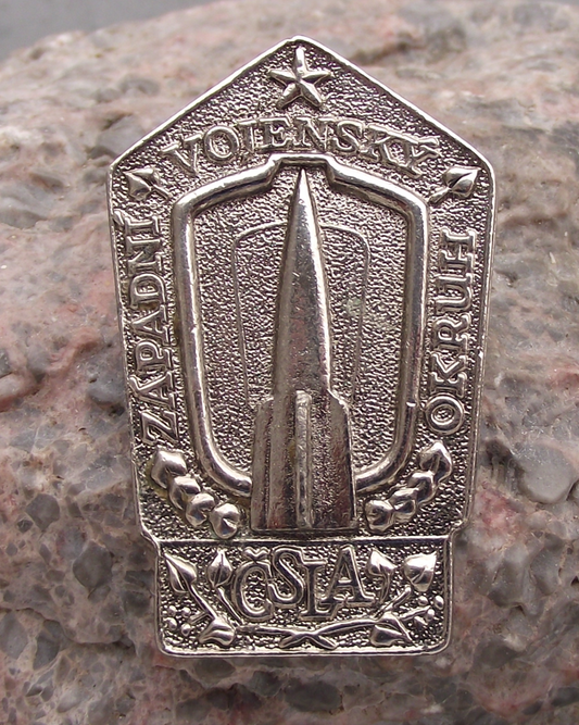 CSLA Czechoslovakia Peoples Army Military Western District Rocket Pin Badge