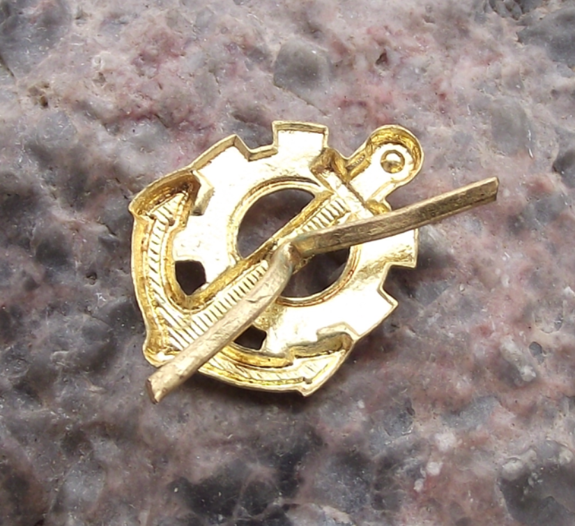 Czechoslovakia Army CSLA Uniform Engineers Division Cog Anchor Badge