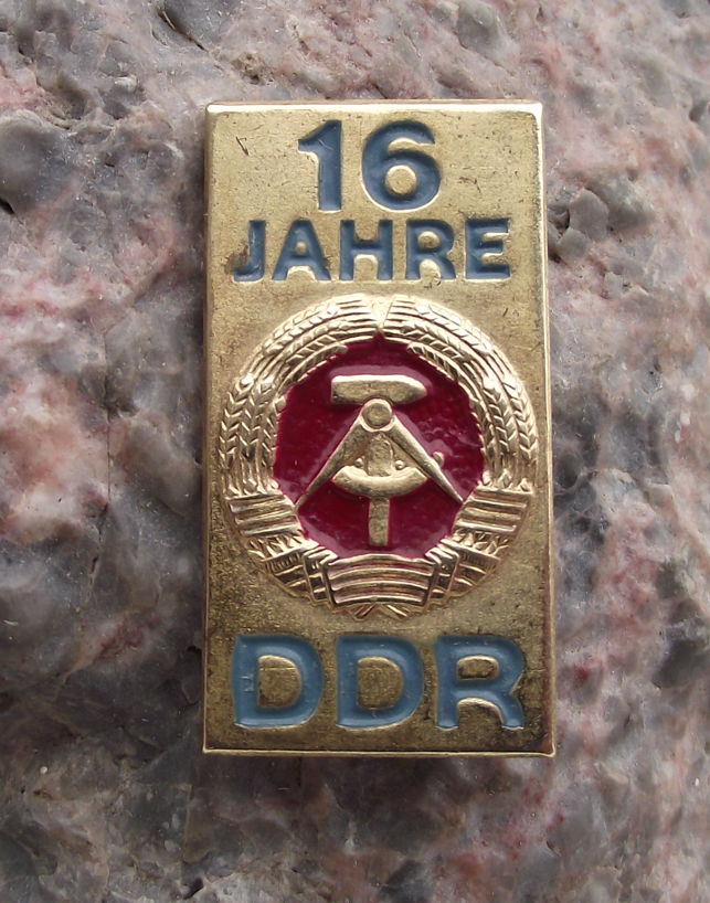 1966 German DDR GDR 16th Anniversary East Germany Pin Badge