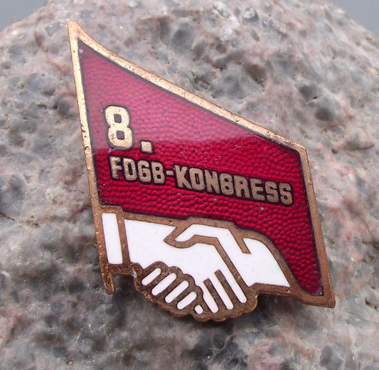 1972 FDGB German Trade Union Handshake Logo 8th Congress Pin Badge