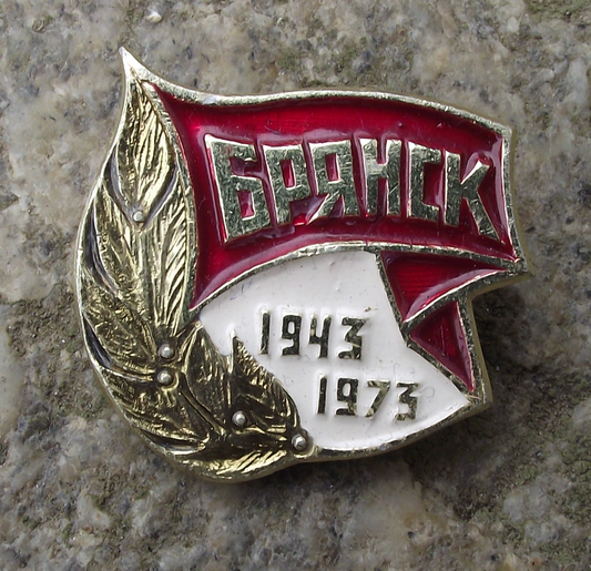1973 Bryansk Military Victory Russian Glory Day WW2 Advance Pin Badge