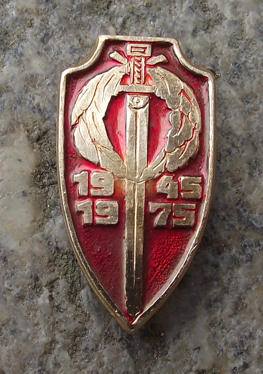 1975 Soviet Union 30th Anniversary WWII Sword in Laurel Leaves Pin Badge