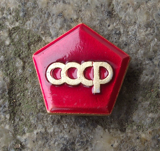 Vintage Soviet Union Russian CCCP Icon Pentagon Pin Badge