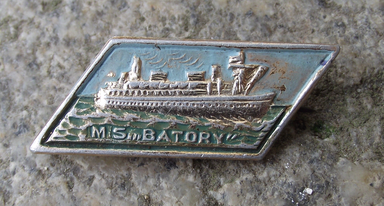 Vintage MS Batory Poland Polish Flagship Ocean Liner Ship Pin Badge - Badgecrazy