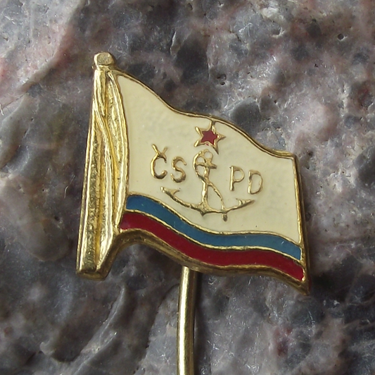 Vintage Czechoslovakia CSPD Danube River Shipping Company Flag Pin Badge