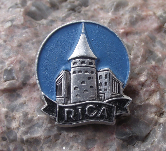 Vintage Latvia Riga Historic Town Centre Powder Tower Pin Badge