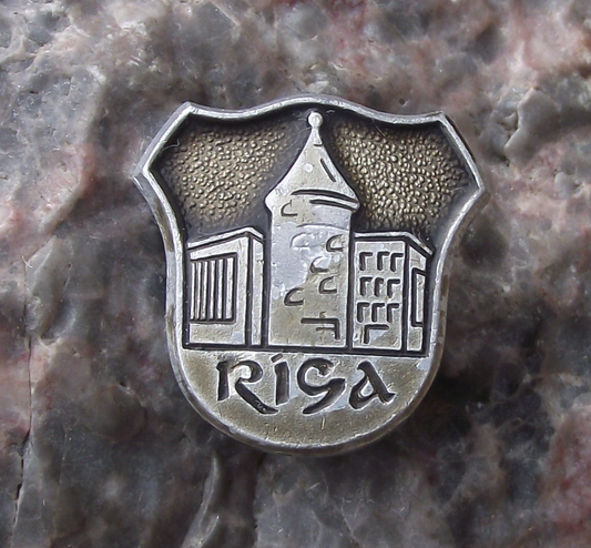 Vintage Latvia Riga Historic Town Square Powder Tower Pin Badge