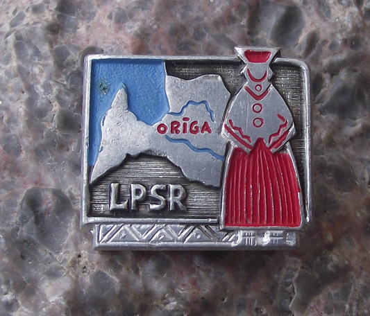 Vintage Latvia Riga LPSR Socialist Republic National Dress Pin Badge