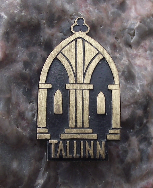 Vintage Estonia Tallinn City Church Catacombs Columns Pin Badge