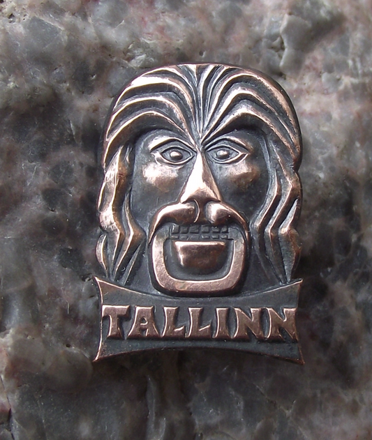 Vintage Estonia Tallinn Wild Monster Man Kalevipoeg Door Knocker Pin Badge