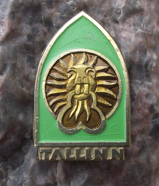 Vintage Estonia Tallinn Lion Head Door Knocker Pin Badge