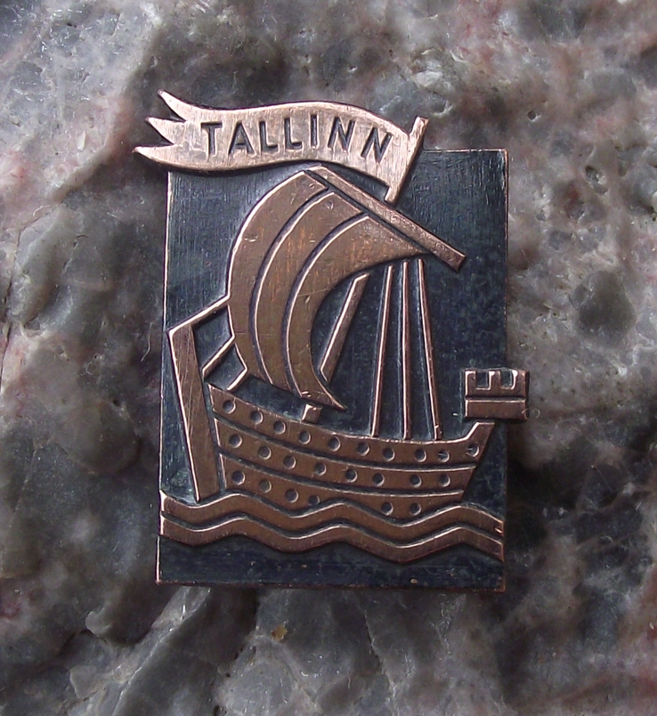 Vintage Tallinn Estonia Sailing Trade Ship Sailing Boat Pin Badge