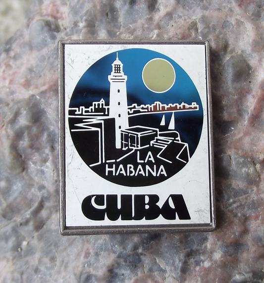 Vintage Cuba La Habana Havana Lighthouse Cuban Mirror Pin Badge