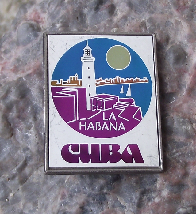 Vintage Cuba La Habana Havana Lighthouse Cuban Mirror Pin Badge