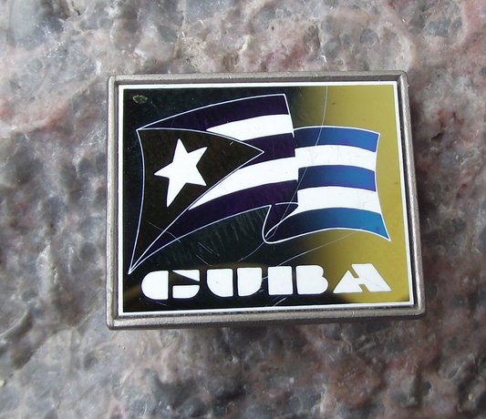 Vintage Cuba National Flag Cuban Mirror Pin Badge