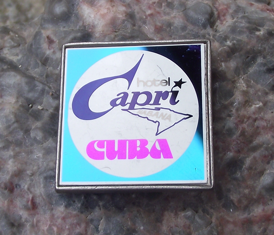 Vintage Cuba Habana Havana Hotel Capri Mirror Pin Badge