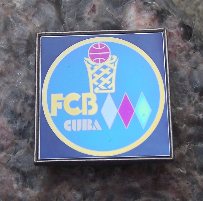 Vintage Cuba Basketball Association FCB Cuban Sports Mirror Pin Badge