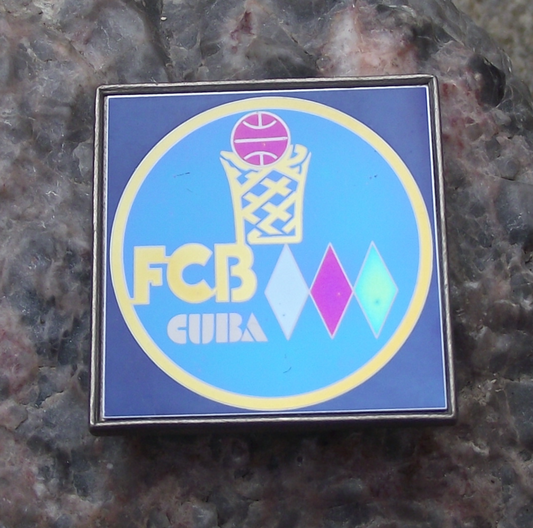 Vintage Cuba Basketball Association FCB Cuban Sports Mirror Pin Badge