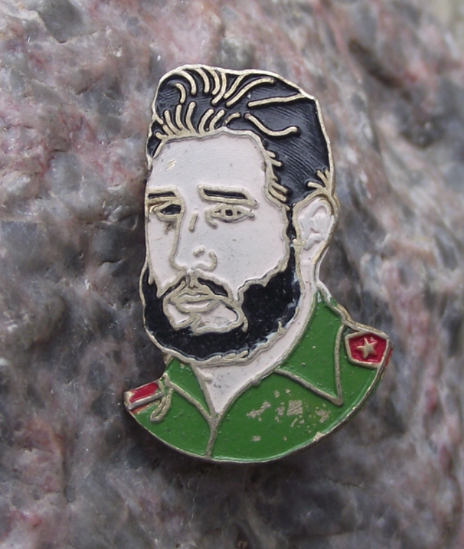 Vintage Image of Fidel Castro Cuban Revolutionary and President Pin Badge
