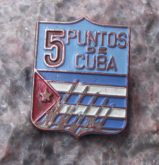 Vintage Cuban Missile Crisis 5 Puntos Points de Cuba Plan Diplomatic Pin Badge