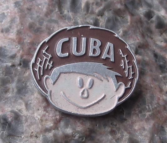 1960s Cuban Cuba Face of a Smiling Boy Pin Badge