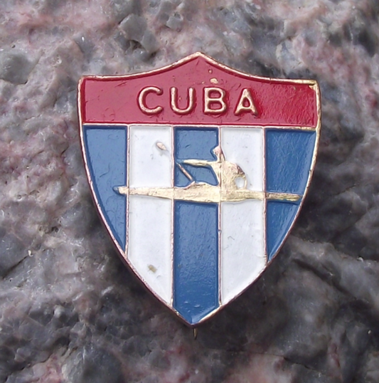 Vintage Cuba Canoe Kayak Association Cuban Sports Shield Pin Badge