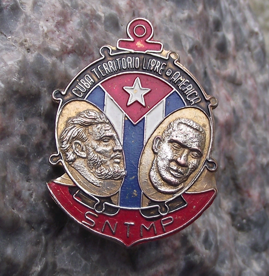 Vintage Cuba Cuban SNTMP Anchor Marine Dockside Workers Union Pin Badge
