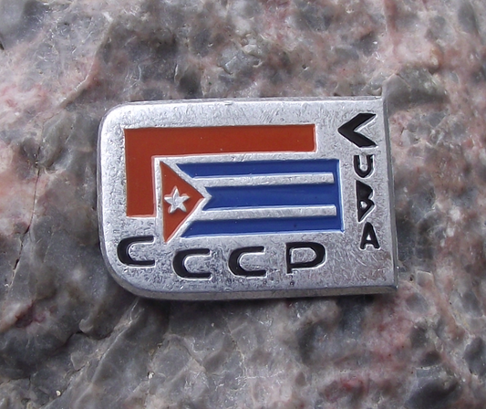 Vintage Cuba Soviet Union CCCP National Flags Friendship Pin Badge