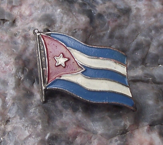 Vintage Cuba National Flag Bandera Nacional de Cuba Cuban Pin Badge
