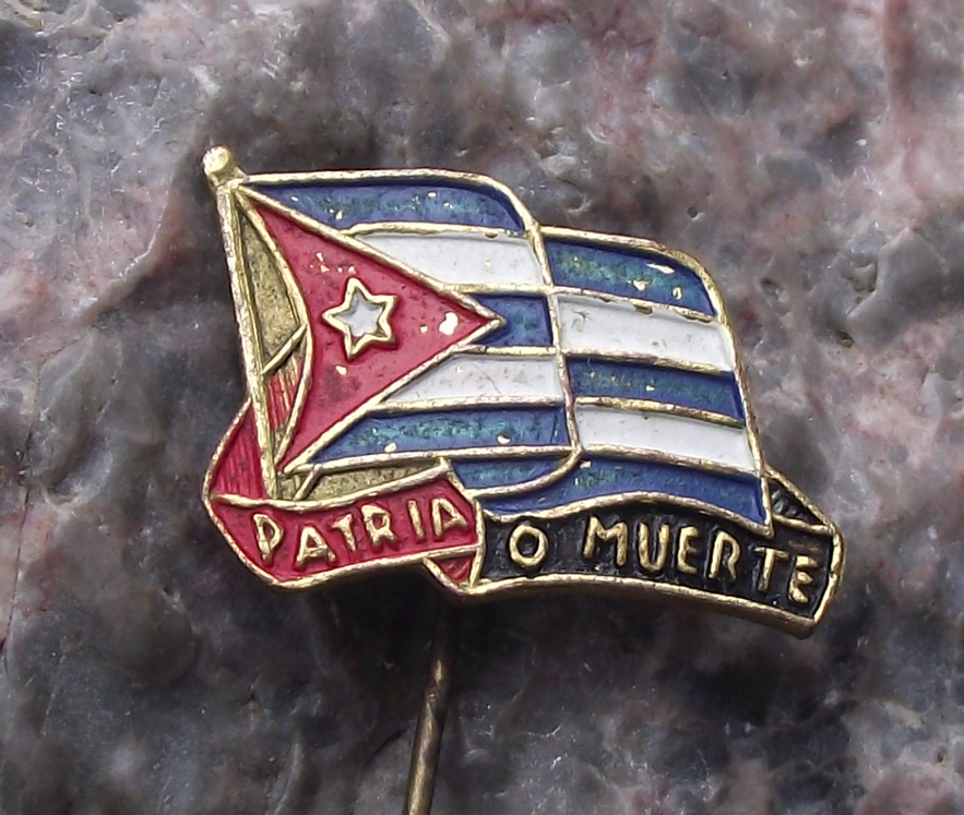 Vintage Cuba National Flag Cuban Revolution Patria o Muerte Pin Badge