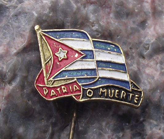 Vintage Cuba National Flag Cuban Revolution Patria o Muerte Pin Badge