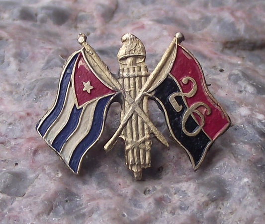 Vintage Cuba National Flag Cuban 26th July Movement Revolution Pin Badge