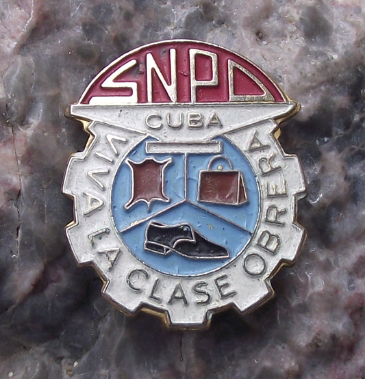Vintage Cuba Long Live Working Class Leather Working Trade Union Pin Badge