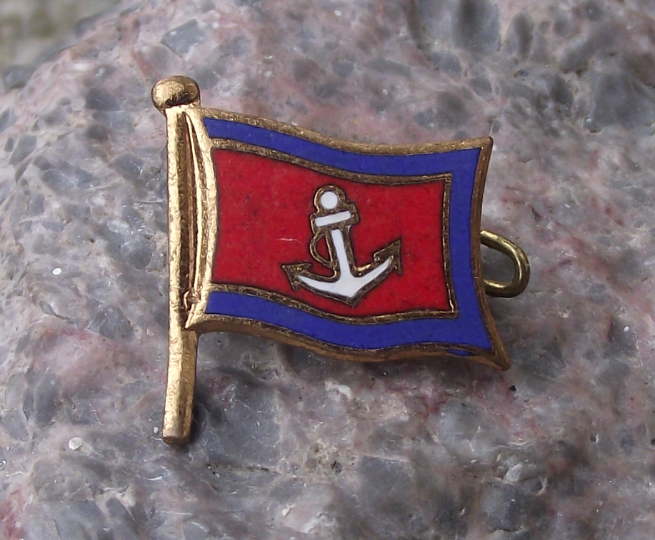 Vintage Deutsche Binnenreederei East German Shipping Company Flag Pin Badge
