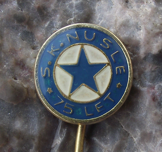 1978 SK Nusle Football Club Prague 75th Anniversary Blue Star Pin Badge