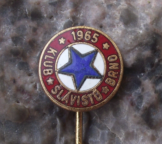 Vintage Slavia Brno Football Club Blue Star Pin Badge