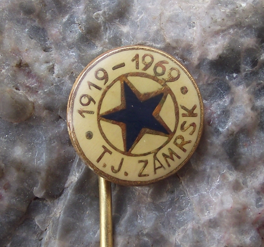 1969 TJ Zamrsk Football Club 50th Anniversary Blue Star Soccer Pin Badge