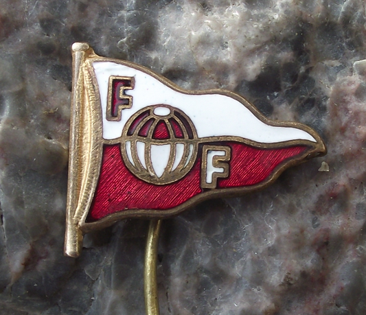 Vintage Fredrikstad FK Fotballklubb Football Club Soccer FF Flag Pin Badge