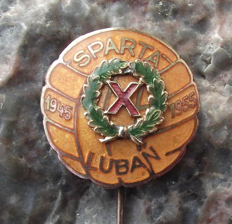 1955 Sparta Luban Poland Football Team 10th Anniversary Pin Badge - Badgecrazy