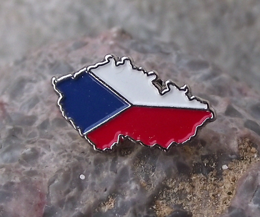 Czechia Czech Republic National Flag and Country Border Outline Pin Badge