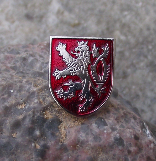 Czechia Czech Republic Rampant Lion National Coat of Arms Shield Pin Badge