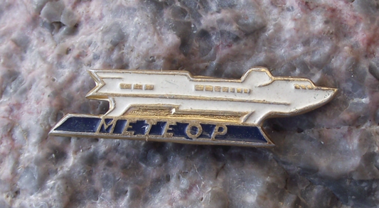 Vintage Meteor Soviet Union Russian Hydrofoil Boat Ship Pin Badge