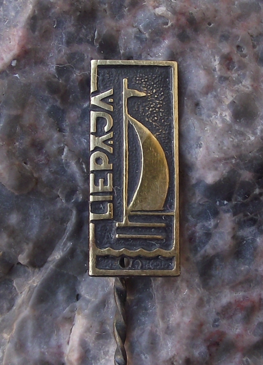 Vintage Latvia Liepaja Sailing Boat Yacht Ship Souvenir Pin Badge