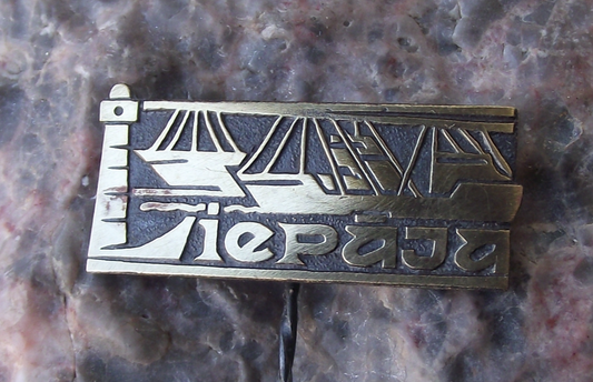 Vintage Latvia Liepaja Lighthouse and Cargo Fishing Ships Souvenir Pin Badge