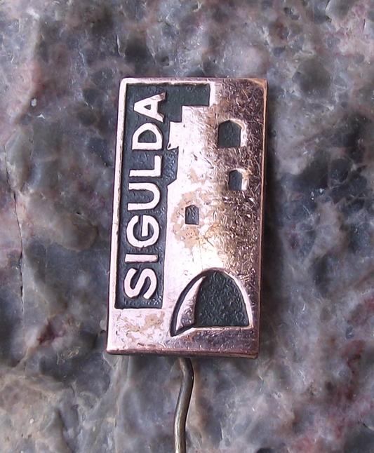 Vintage Latvia Sigulda Latvian Town Souvenier Pin Badge