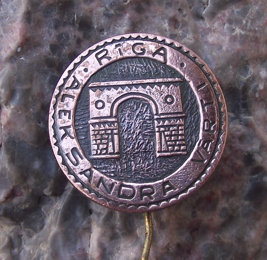 Vintage Latvia Riga Aleksandra Varti Gates of Alexander Latvian Souvenir Pin Badge