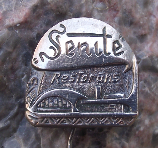 Vintage Latvia Riga to Sigulda Restaurant Senite Cultural Monument Pin Badge