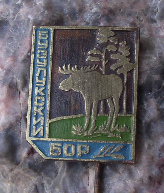 Vintage Russian Buzuluk Buzuluksky Bor National Park Moose Pin Badge